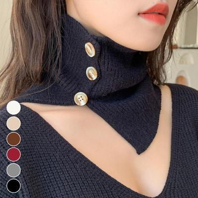 Winter Warm Thick Knit Button Turtleneck Warmer