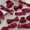 Festive Wine Red Bow Duckbill Hair Clip - Sweet Retro Style