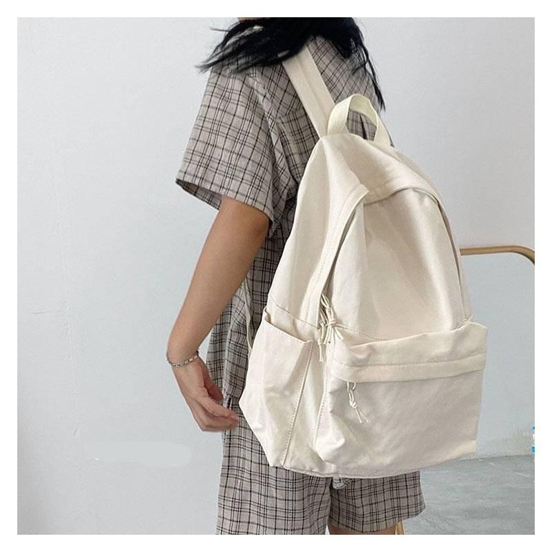 

Backpack Color Solid School Bag Junior High College Students Unisex Gift Design белый