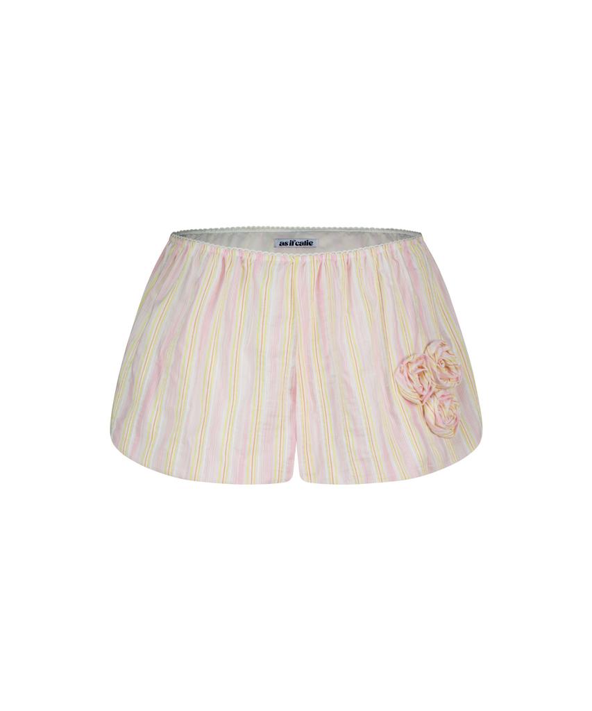 ASIF CALIE Stripe Corsage Balloon Shorts Pink