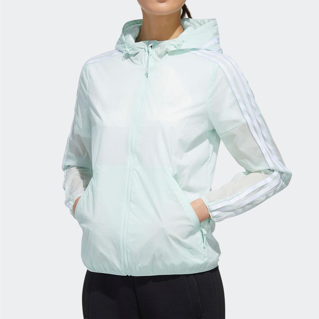 Adidas Windbreaker 3S Woven Jacket Women Outerwear Light-Green FT2882
