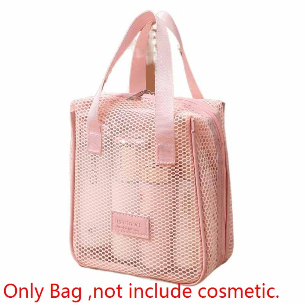 Solid Color Mesh Cosmetic Bag Large Capacity Pillow Makeup Pouch Transparent Makeup Bag  Lady