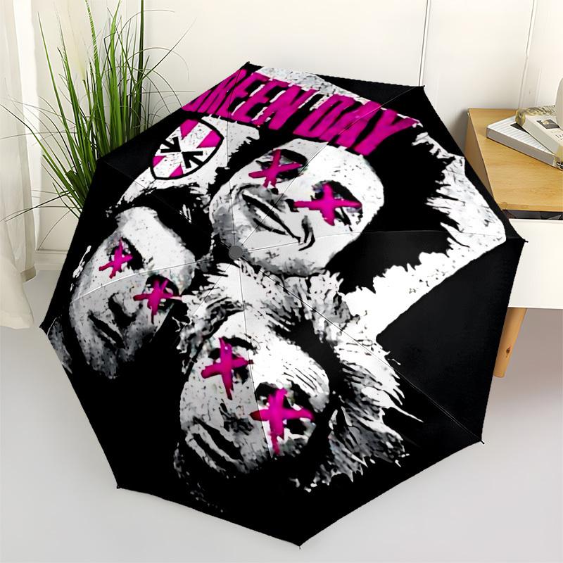 

1pc GREEN DAY Automatic Open/Close Umbrella - Compact Travel Umbrella with 8-Rib Durable Frame yy251023087