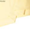 ZANZEA Women Hollow Splice Loose Casual Round Neck Long Sleeve Vintage Dress