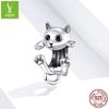 Yinziyun S925 Silver Cat DIY Bracelet Beads - Cute Animal Charm (BSC208)