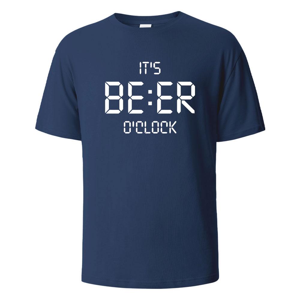 Its Beer Oclock Print TShirt 100 Cotton Summer Tees For Men Women Oversize Casual Tops