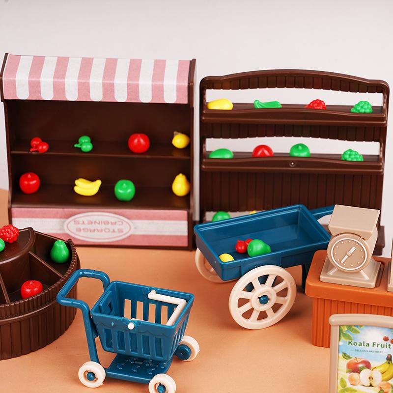 Mini Simulation Fruit Shop Small Shop Miniature Doll House Cute Play House Children'S Toys Food Scene Ornament