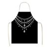 1pc Diamond Necklace Apron Linen Kitchen Cooking Baking Luxury Gift for Women Mom Wife 2D Flat