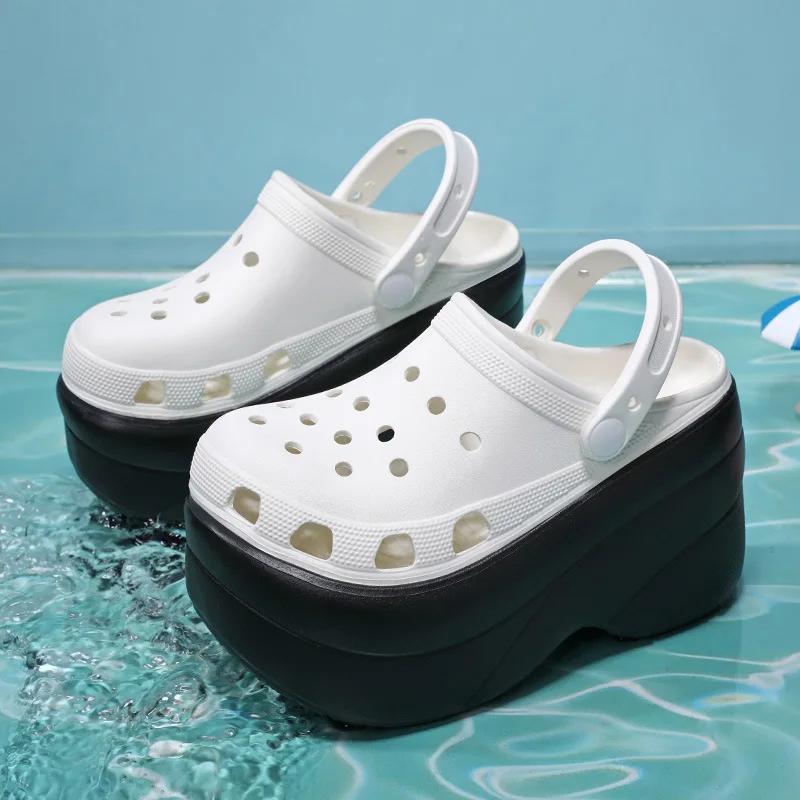 Superhøye 10 cm sandaler for kvinner sommer kvinnetøfler plattformsandaler utendørs gate strandtøfler flip-flops hagesko