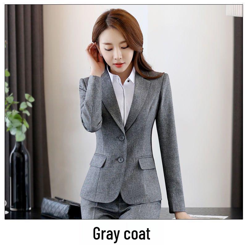 

Elegant Petite Women s Gray Suit Set for Spring/Autumn - Professional Attire for Hotel Managers 4XL (141-150 lbs)