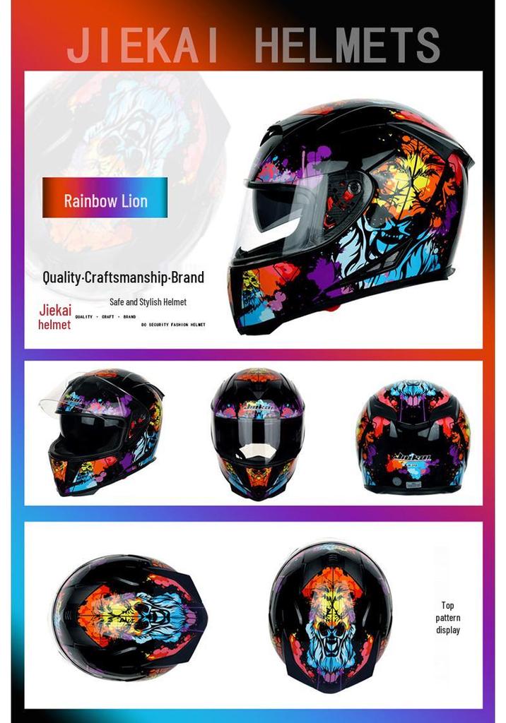 Jiekai Full Face Electric Motorcycle Helmet - Unisex, All-Season Racing Safety