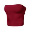 Women Sexy Solid Color Strapless Cropped Mini Bustier Slim Elastic Tube Top