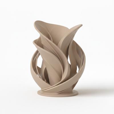 Beige Decorative Spiral Sculptural Vase for Dry Flowers