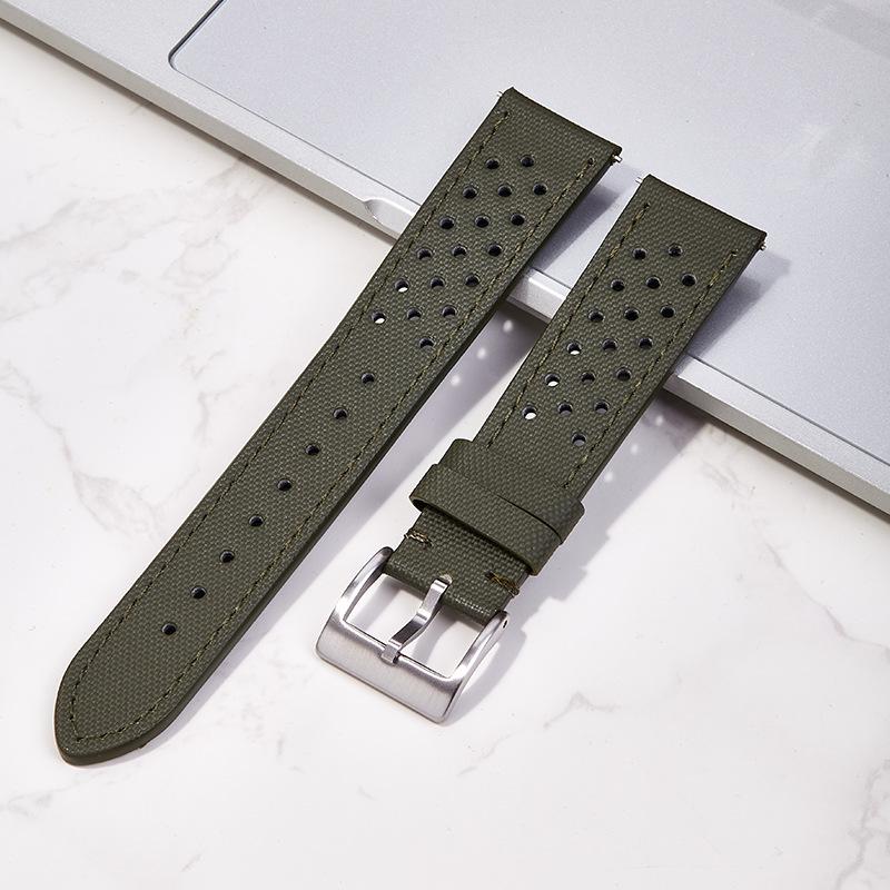 Breathable Cowhide Multi-Hole Watch Strap for Samsung Watch 5/6 (20mm/22mm)