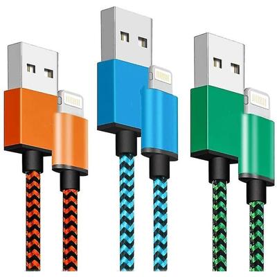 IPhone Ladekabel 2m 3er-Pack iPhone Ladekabel Lang iPhone Lightning Kabel Farbig Geflochten USB