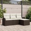 VidaXL 4-Piece Garden Sofa Set with Cushions In Brown Poly Rattan 3345988
