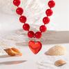 Elegant Beaded Large Heart Necklace Symbolizing Eternal Love And Sophistication For Fashion Forward Young Women