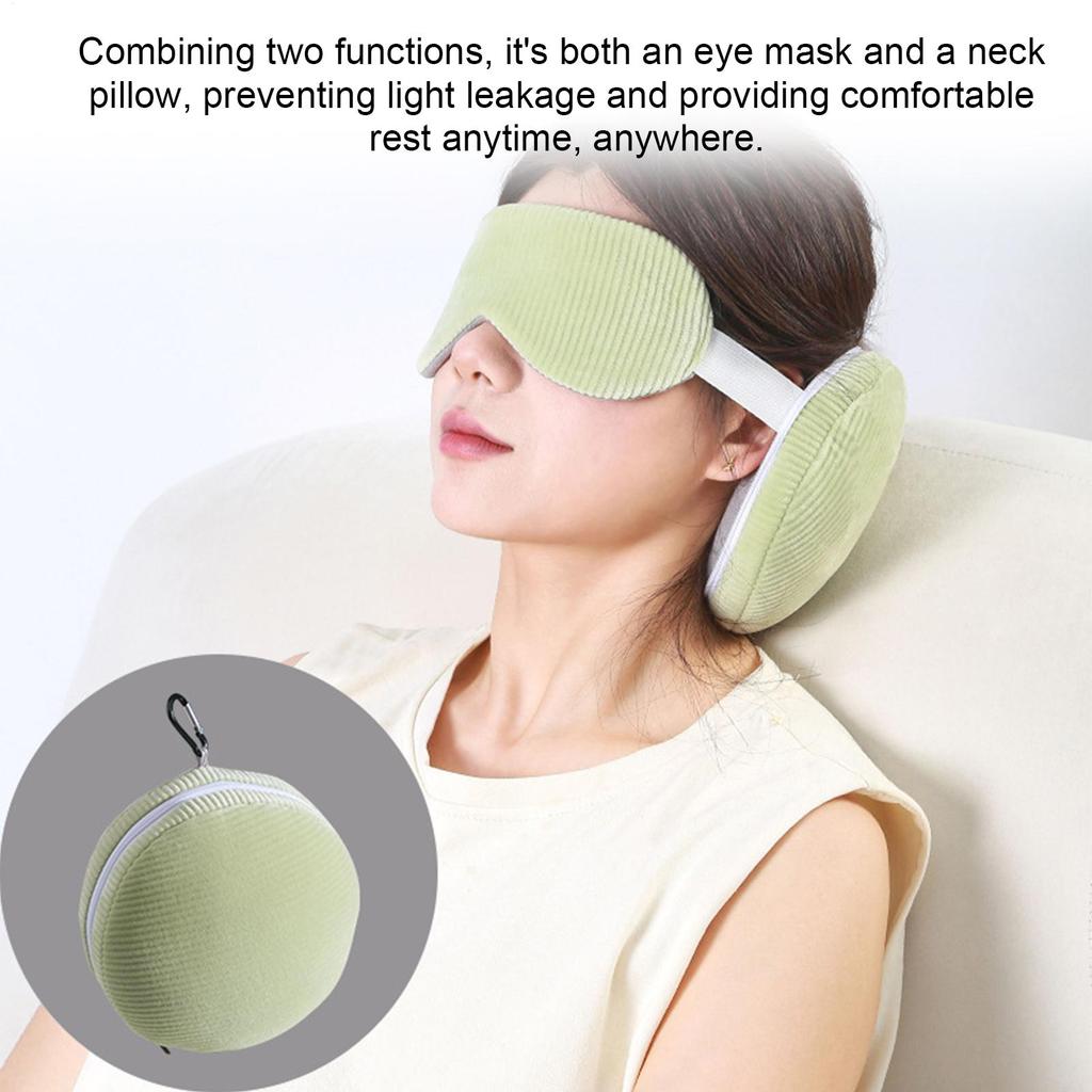 Travel Neck Pillow 2 In 1 Eye Mask Pillow Foldable Multifunctional Travel Pillow Light-blocking With Storage Hook Neck Pillows