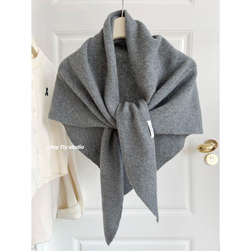 British Korean Triangle Scarf  Niche Wool  Triangular Scarf Women Headscarf Knitted Scarf Multi-functional Warm Knitted Scarf