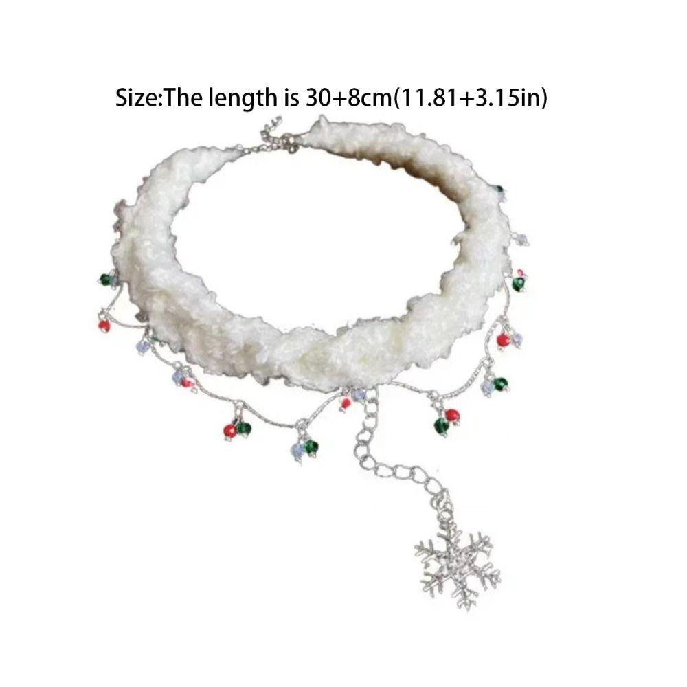Tassel Christmas Plush Choker Santa Claus Xmas Clavicle Chain Snowflake Rhinestone Necklace  Girls