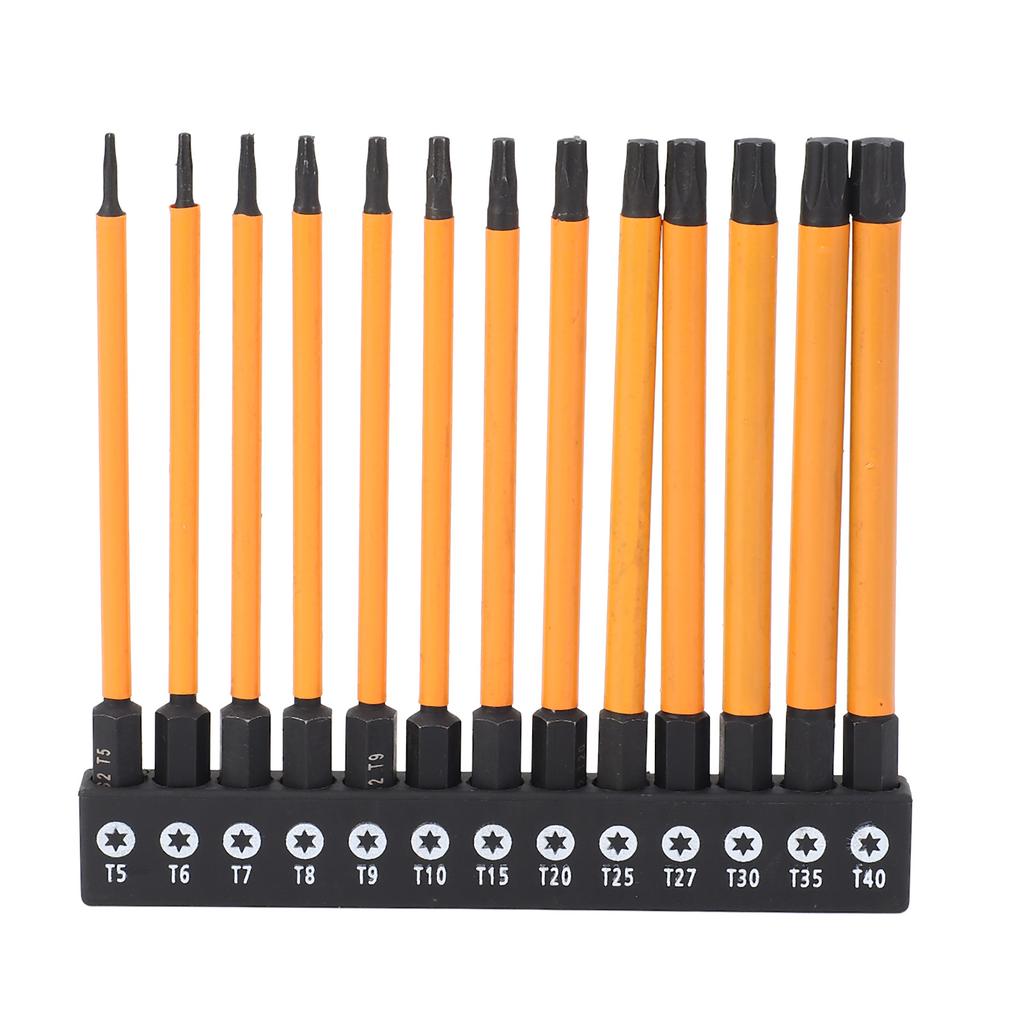 13 Pcs Star Screwdriver Bit Set 100mm T5-T40 1/4 Inch Hex Shank S2 Alloy Steel Star Bits with Storag