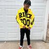 Unisex Hooded Zip-Up Sweatshirt With Letter Print Loose Fit Streetwear Casual Pullover