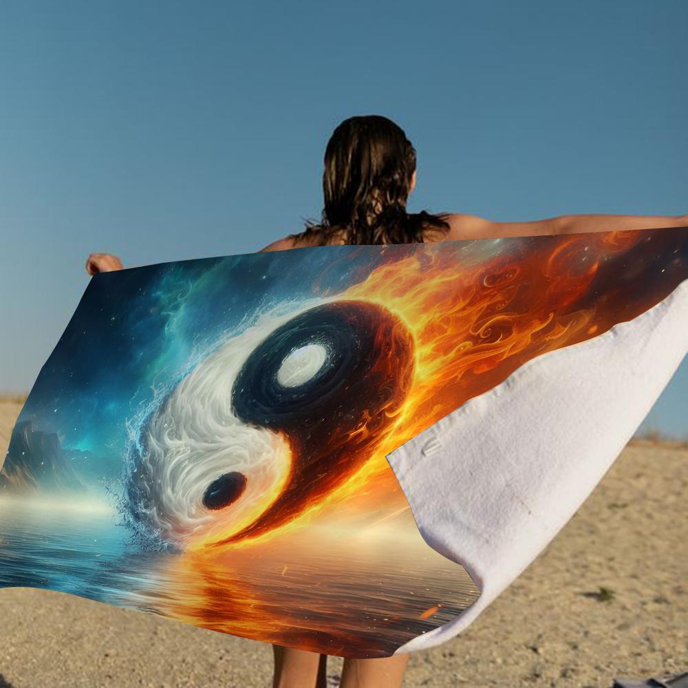 Nature Yin Yang Chinese Tai Chi Bagua Microfiber Blanket Quick Drying Beach Towels Printing Super Absorbent Pool Towel Blanket