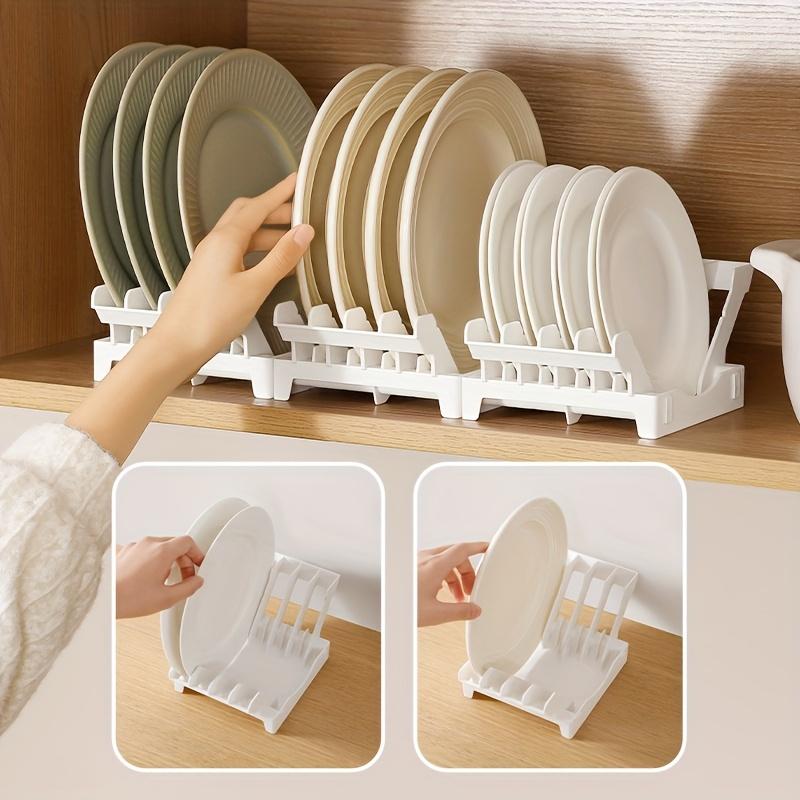 Space Saving Storage Artifact Kitchen Dish Rack Drawer-style Adjustable Separated Drainage Shelf Dual-purpose Bowl and Plate Holder