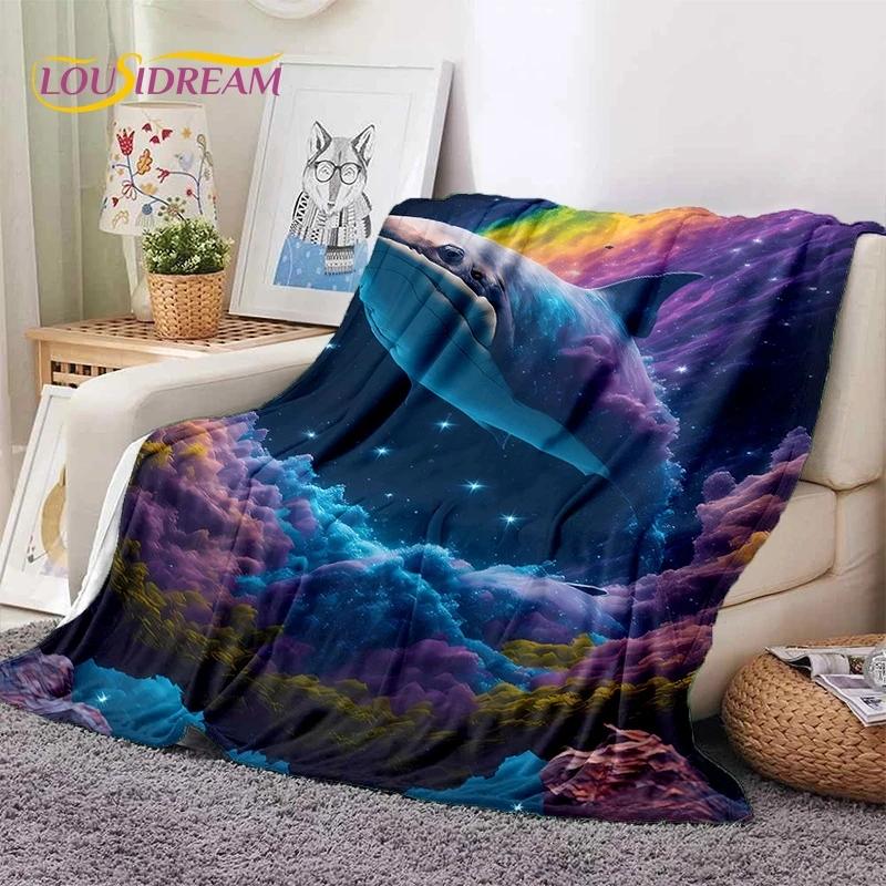 3D Vízalatti Világ Tengerfenék Delfin Rajzfilm Puha Flanel Takaró Ágyakhoz Hálószobába Kanapéra Piknikhez, Dobótakaró Kültéri Szabadidőhöz