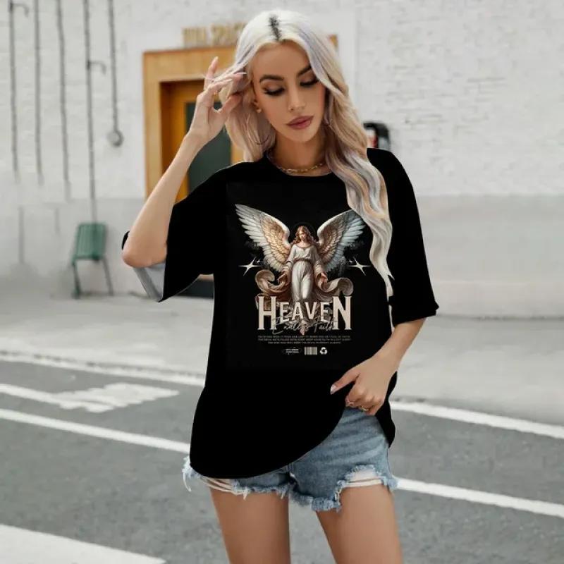 Cartoon Print Loose Simple Short Sleeve High Quality Comfortable Breathable Round Neck T-shirt 2024 Women's New Casual T-shirt