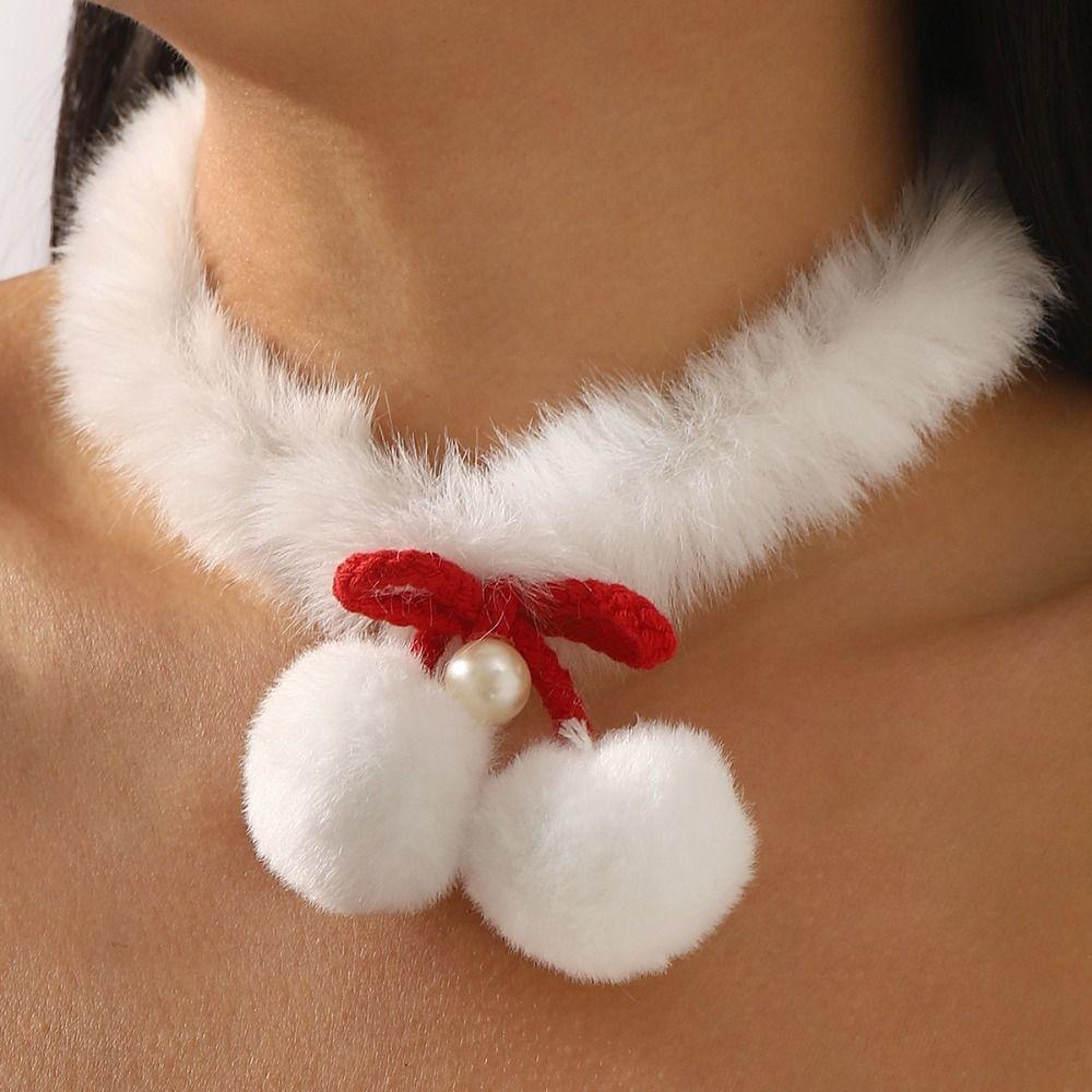 Hairball Christmas Plush Choker Christmas Tree Xmas Clavicle Chain Jewelry Accessories