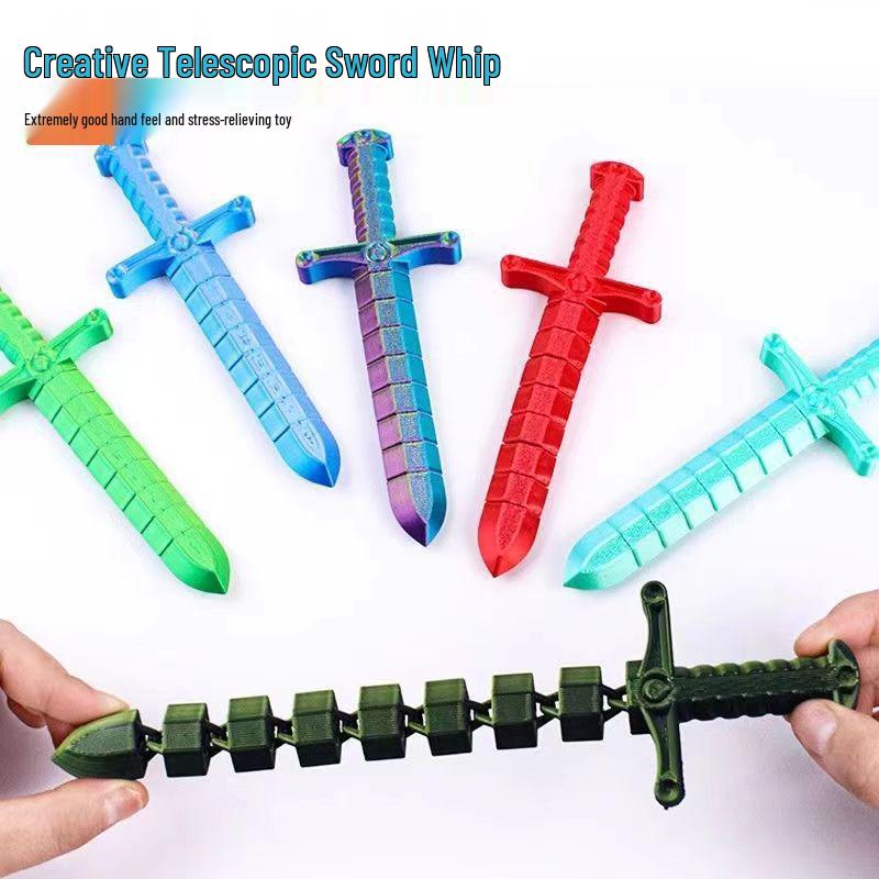 Deformable 3D Printed Sword Whip Toy - Stretchable, Flexible, and Ideal for Stress Relief