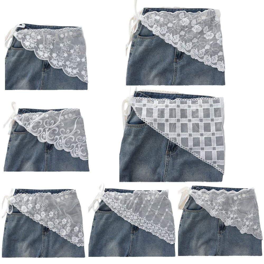 Lace Trim Triangle Short Skirt Soft Lace Butt Curtain Skirt New Waist Scarf For Women