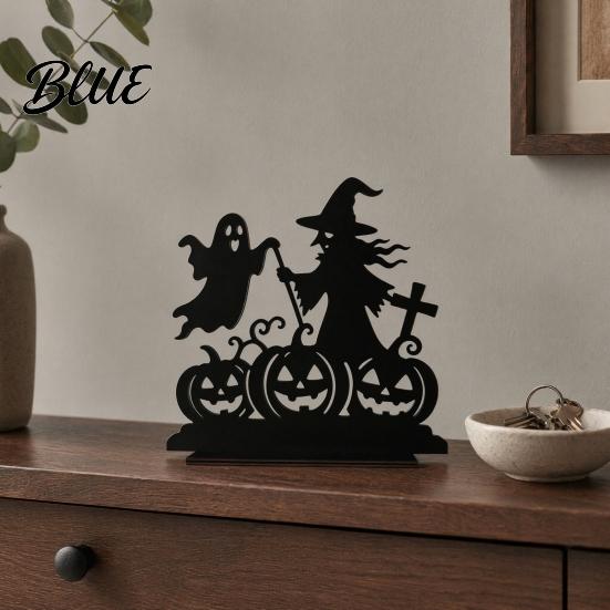 Haunted House Decoration Witch Wooden Table Centerpiece Spooky Castle Black Cat Standing Halloween
