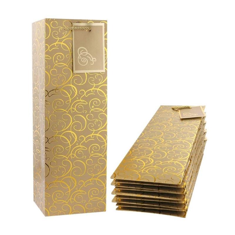 6 Pack Paper Wine Gift Bags Elegant Wine Presentation Bag Perfect for Anniversaries Weddings and Birthday Celebration