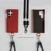 USB Charging Cable Lanyard Genuine Leather Case for Samsung Galaxy S25 Ultra S24 S23 S21FE S22 Note20 Crossbody Strap Card Slot