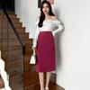 Women Suit Skirt A-Line Style High-Waisted Design Midi Skirt Back Slit Design Solid Color Office Lady Skirt