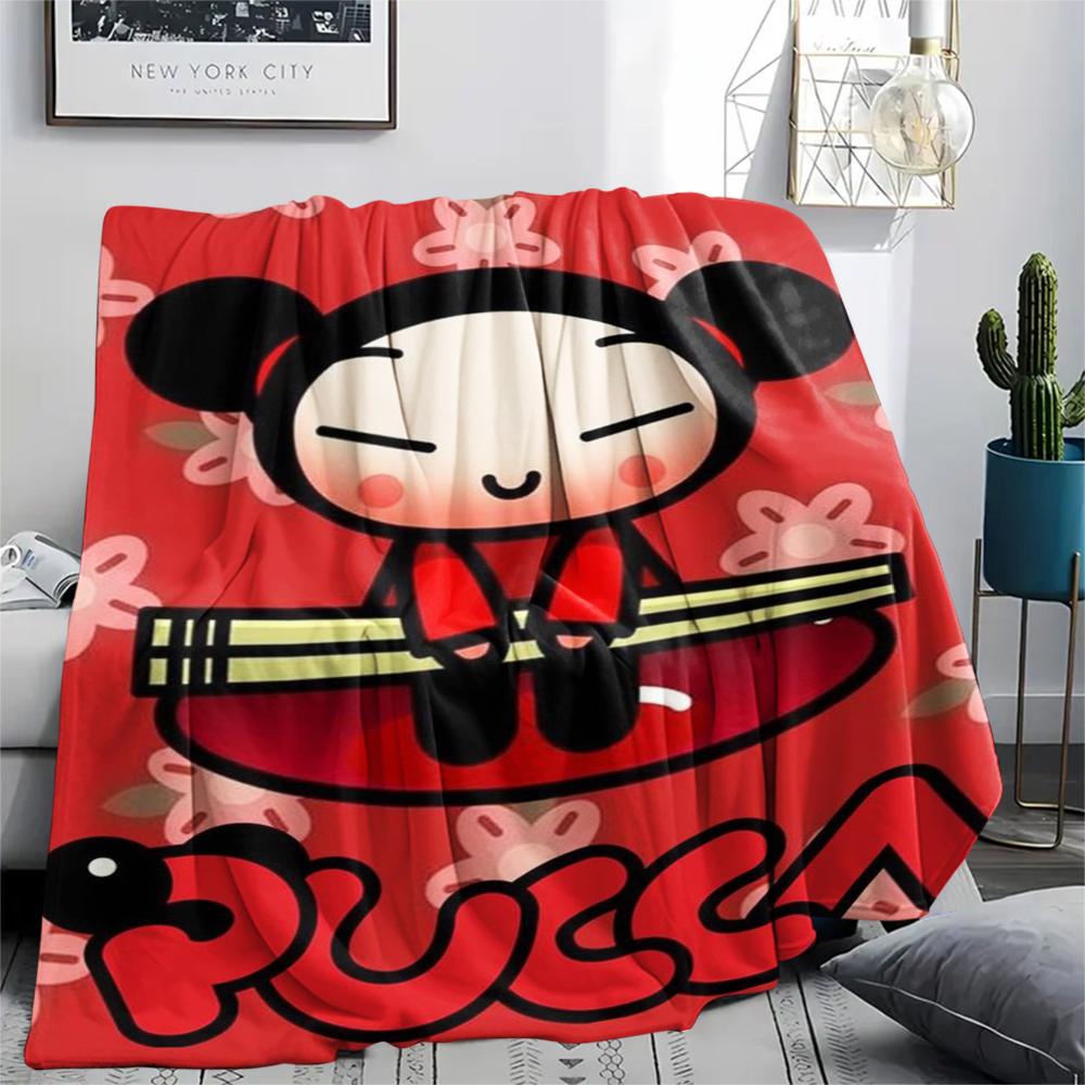 1PC PUCCA Print Flannel Blanket, High quality Comfortable for All Seasons, Home Decor, Warmth and Comfort, Perfect for Christmas Gifts123
