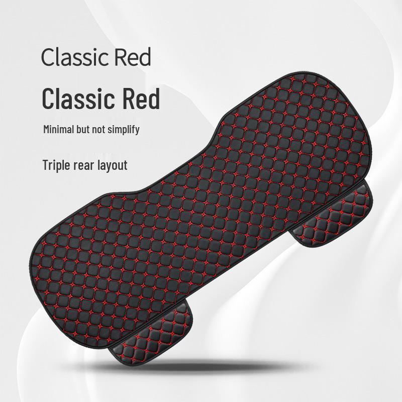 Universal Nappa Leather Car Seat Cushion: Star Embroidered, Backless, Non-Slip, Three-Piece Set
