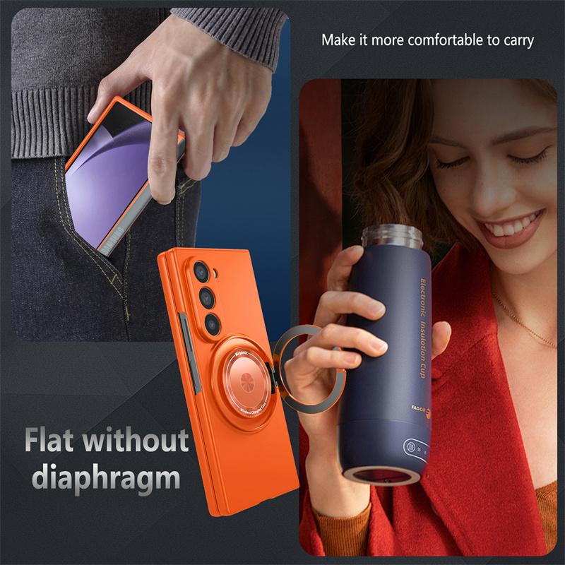 360° Rotate Magnetic Ring Kickstand Phone Case For Samsung Galaxy Z Fold 7 6 5 4 3 5G For Magsafe Holder Shockproof Hard Cover