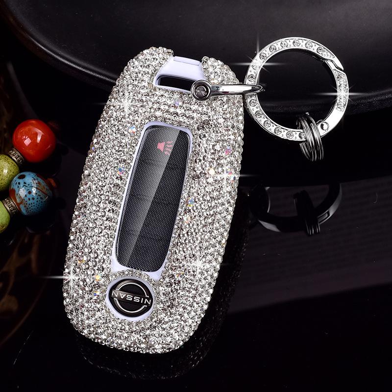 Women's Diamond Car Key Cover for Nissan 14th Gen Sylphy, Qashqai, Teana, X-Trail, Tiida, Murano, Terra