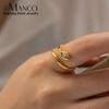 eManco High-Quality Fashion Snake Inlaid White Rhinestone Ladies Texture Hollowing Ring Waterproof Stainless Steel Jewelry