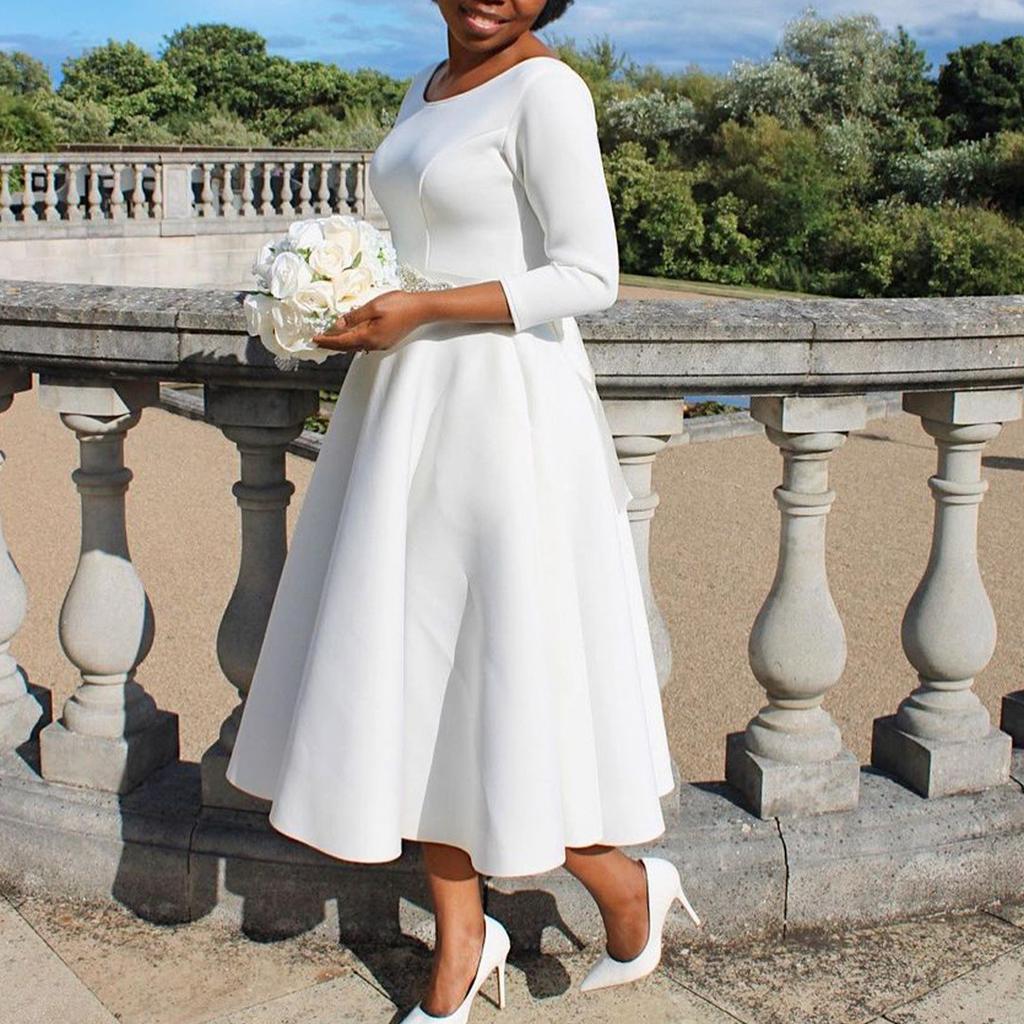 Plus Size Spring and Summer Women's Dress Solid Color Swing Skirt Temperament Evening Dresses Dresses