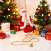 Electric Musical Santa Claus Ornament: Gold Bead String & Bow, Perfect Christmas Gift for Children
