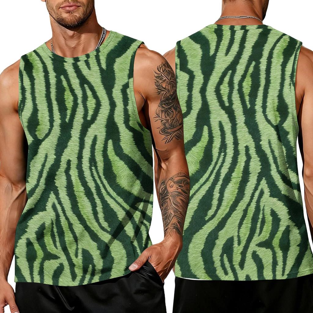 Men's Casual Sleeveless Tank Top Leopard Print Athletic Workout Gym Breathable Muscle Shirt Summer Vest