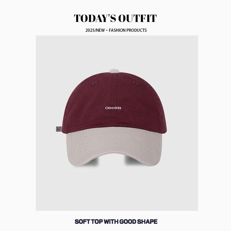 Women's Spring and Summer Korean Version Letter Embroidery Soft Top Baseball Cap Curved Brim Splicing Baseball Cap Men's Casual Sun Hat Trend