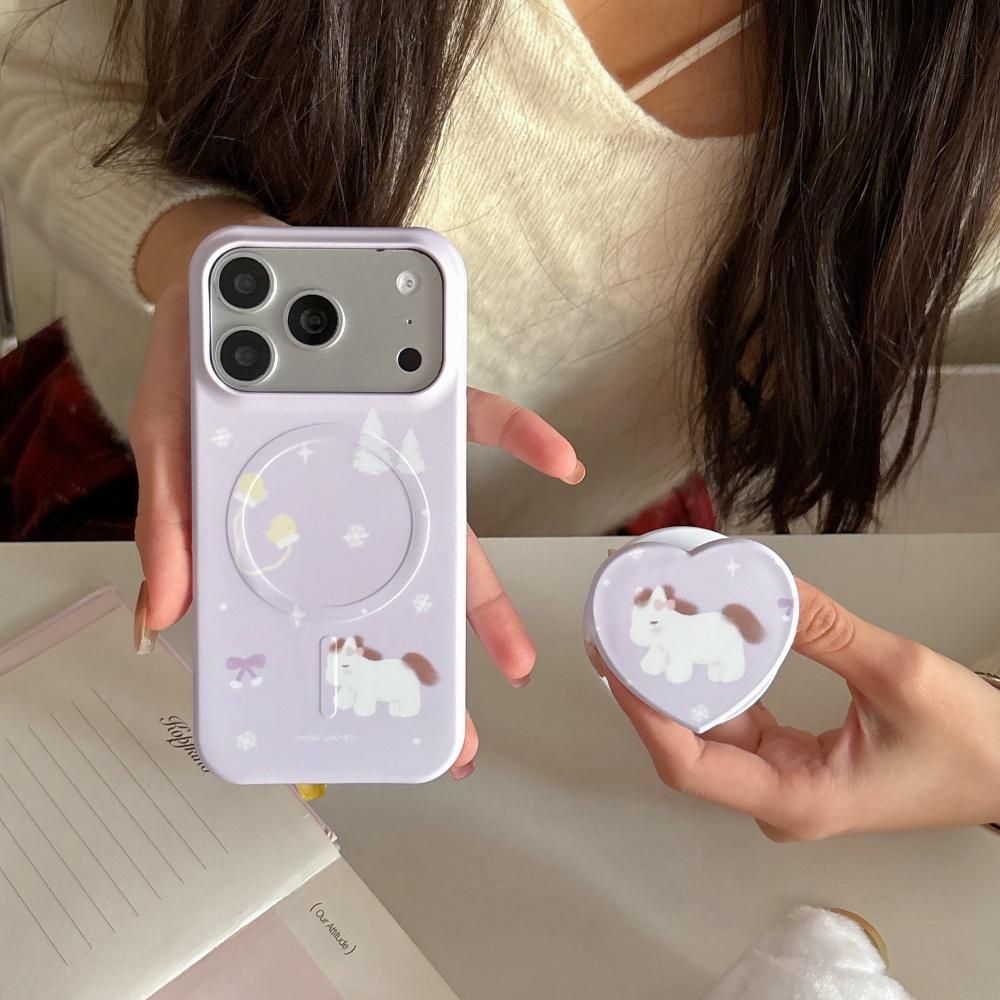 Rubber Fruit Ins Gentle Girl Graffiti Gloves Pony Magnetic Case for iPhone17pro Mobile Phone Case Apple 16promax Matte Film Case 15 Anti-drop