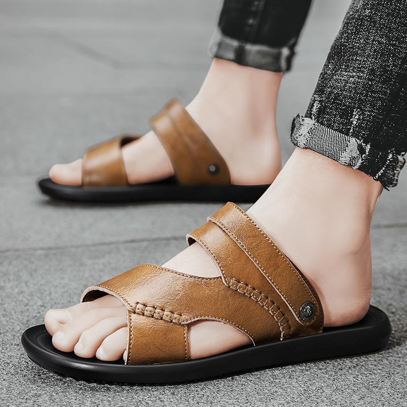 Fashion2024 Black Summer Sandals for Man Leather Sandals Men Luxury Sandals Man White Casual Shoes Men Zapatos De Hombre Sandalias