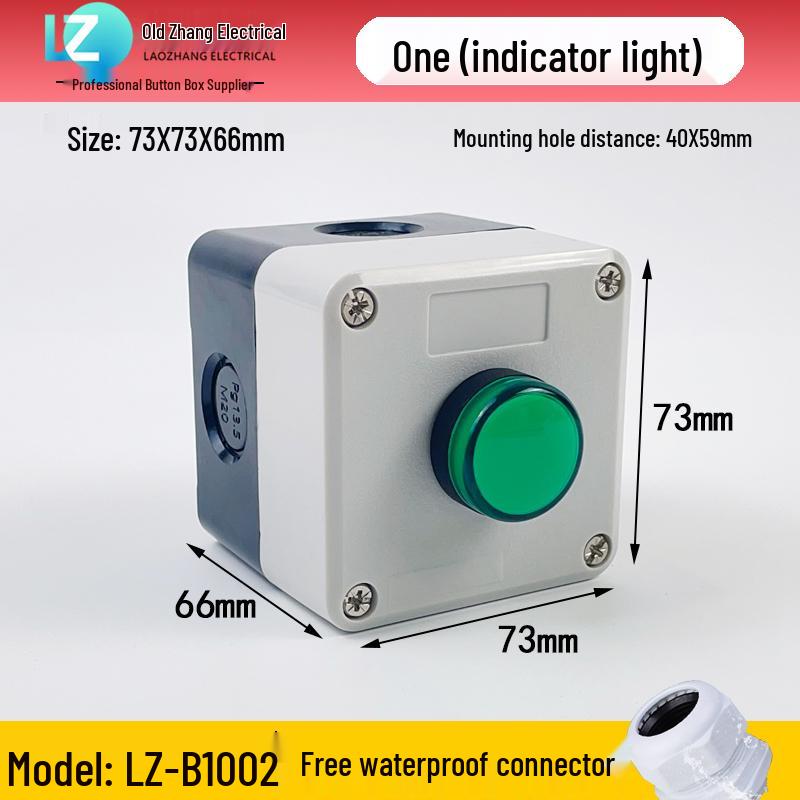 IP65 Waterproof Button Box with Emergency Stop & Indicator Light - 12345-Hole Plastic Enclosure