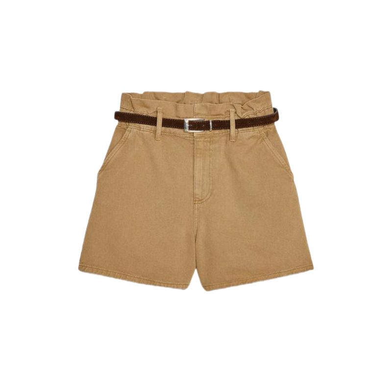 Summer New Arrival Women's Clothing Contrast Color Belt Slim Looking High Waist Paper Bag Denim Casual Shorts 8228028